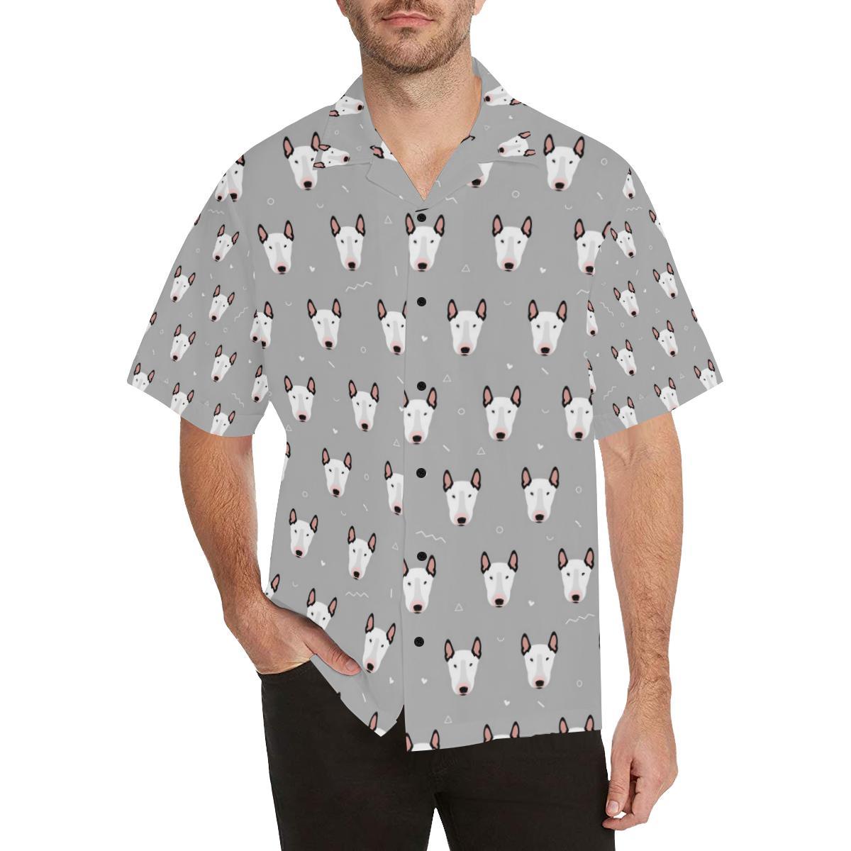 Bull Terrier Head Print Pattern Men Aloha Hawaiian Shirt