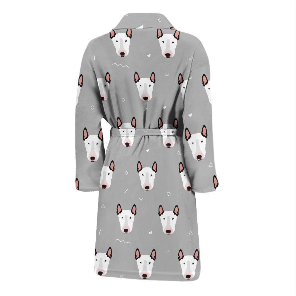 Bull Terrier Head Print Pattern Men Bath Robe-JTAMIGO.COM