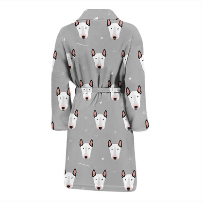 Bull Terrier Head Print Pattern Men Bath Robe-JTAMIGO.COM