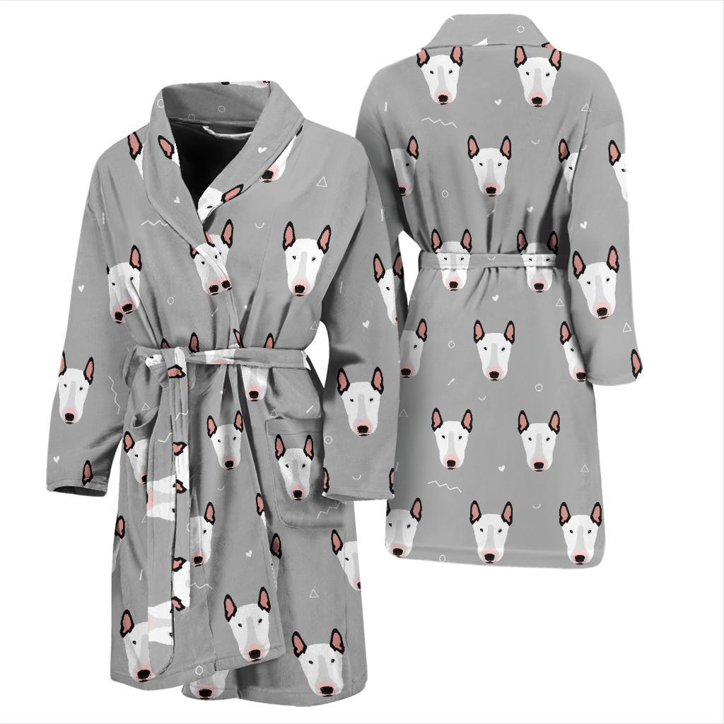 Bull Terrier Head Print Pattern Men Bath Robe-JTAMIGO.COM