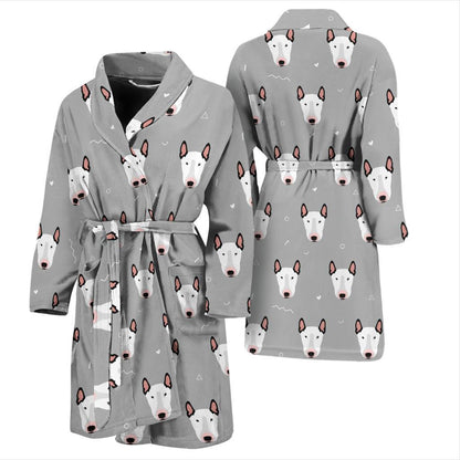Bull Terrier Head Print Pattern Men Bath Robe-JTAMIGO.COM