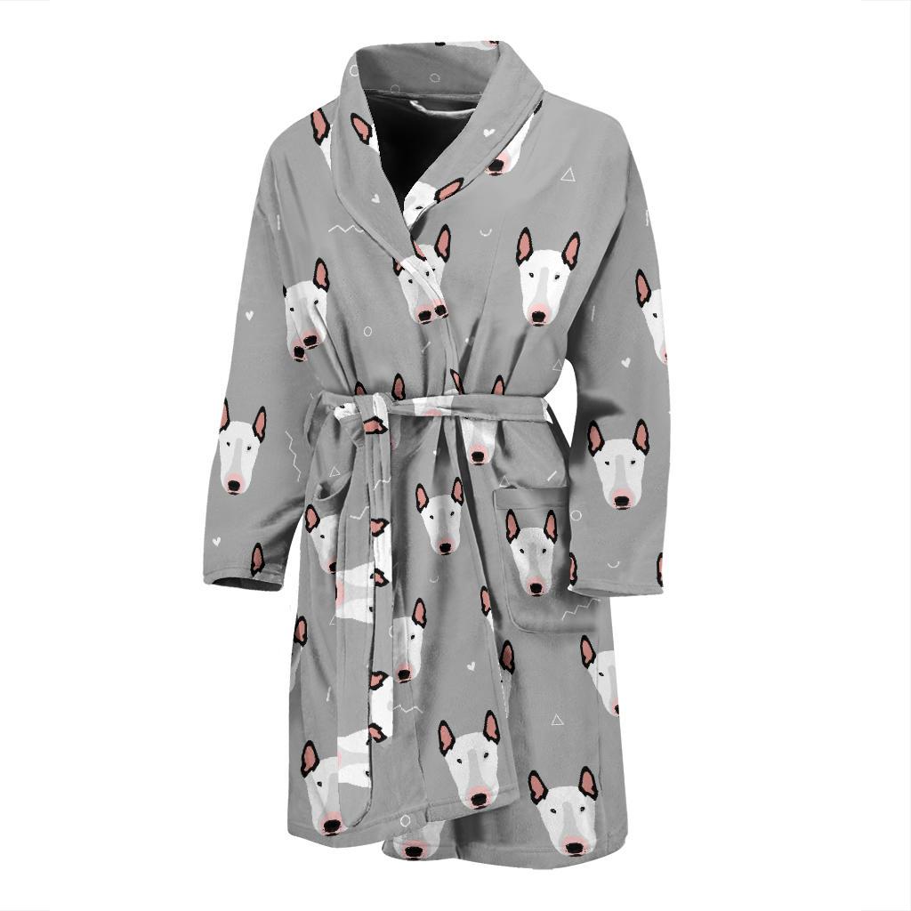 Bull Terrier Head Print Pattern Men Bath Robe-JTAMIGO.COM