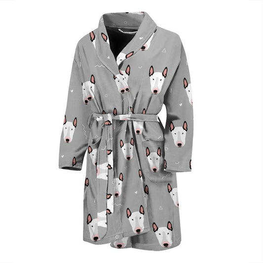 Bull Terrier Head Print Pattern Men Bath Robe-JTAMIGO.COM