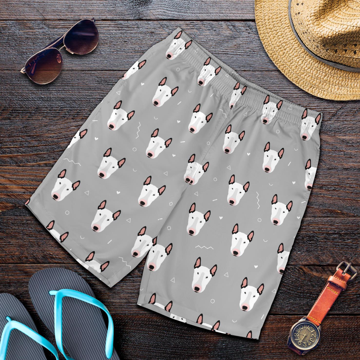 Bull Terrier Head Print Pattern Mens Shorts-JTAMIGO.COM