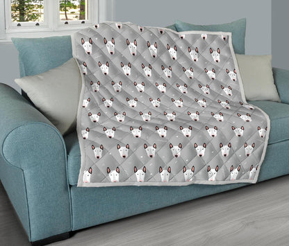 Bull Terrier Head Print Pattern Premium Quilt-JTAMIGO.COM