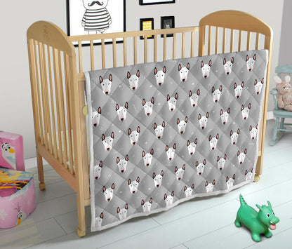 Bull Terrier Head Print Pattern Premium Quilt-JTAMIGO.COM