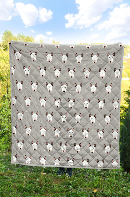 Bull Terrier Head Print Pattern Premium Quilt-JTAMIGO.COM