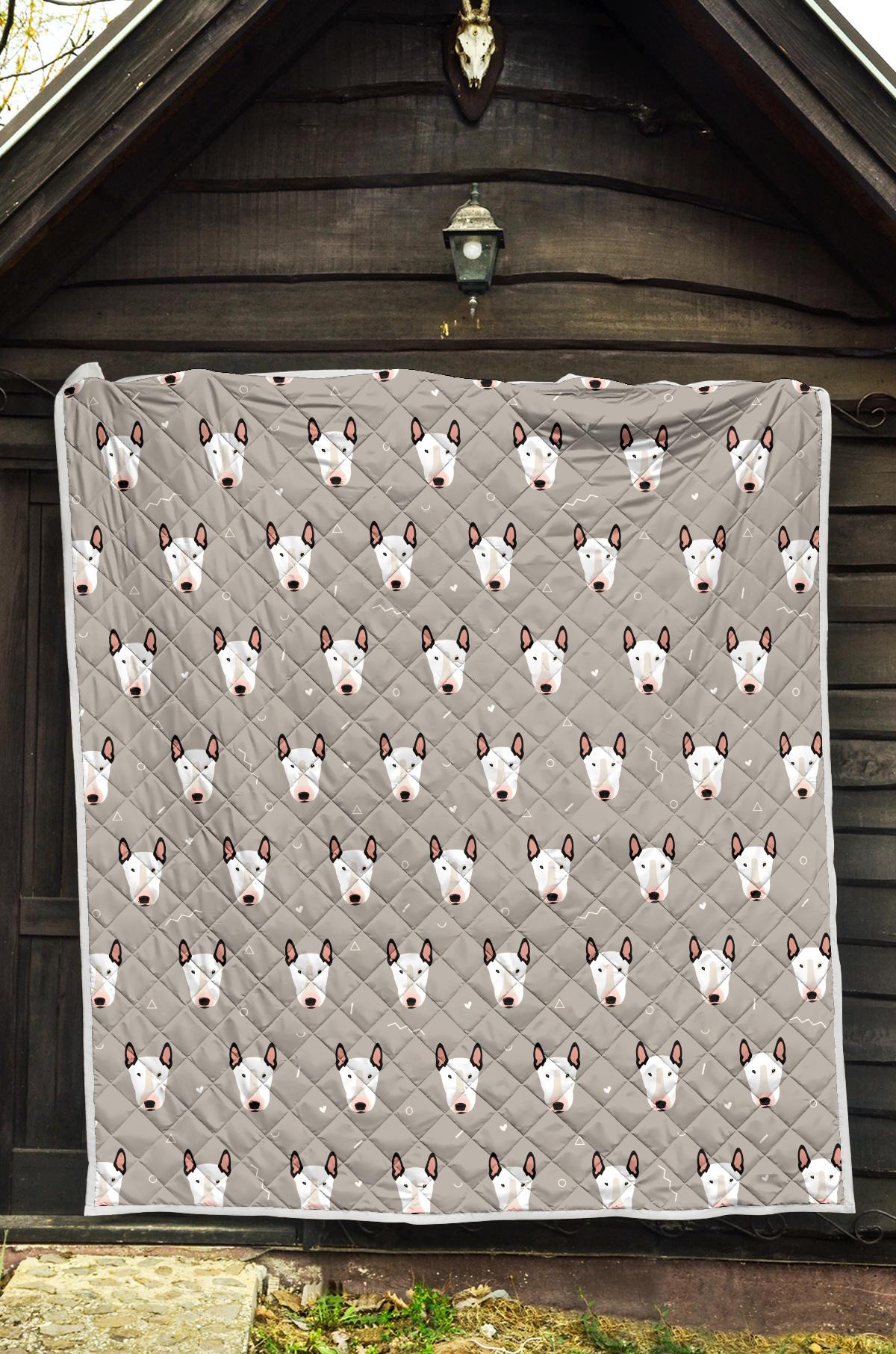 Bull Terrier Head Print Pattern Premium Quilt-JTAMIGO.COM
