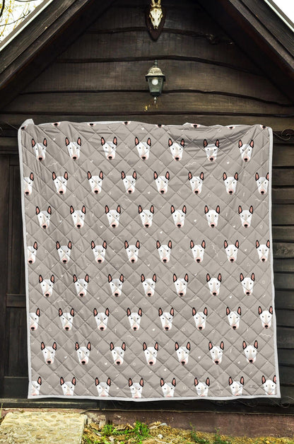 Bull Terrier Head Print Pattern Premium Quilt-JTAMIGO.COM