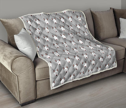 Bull Terrier Head Print Pattern Premium Quilt-JTAMIGO.COM