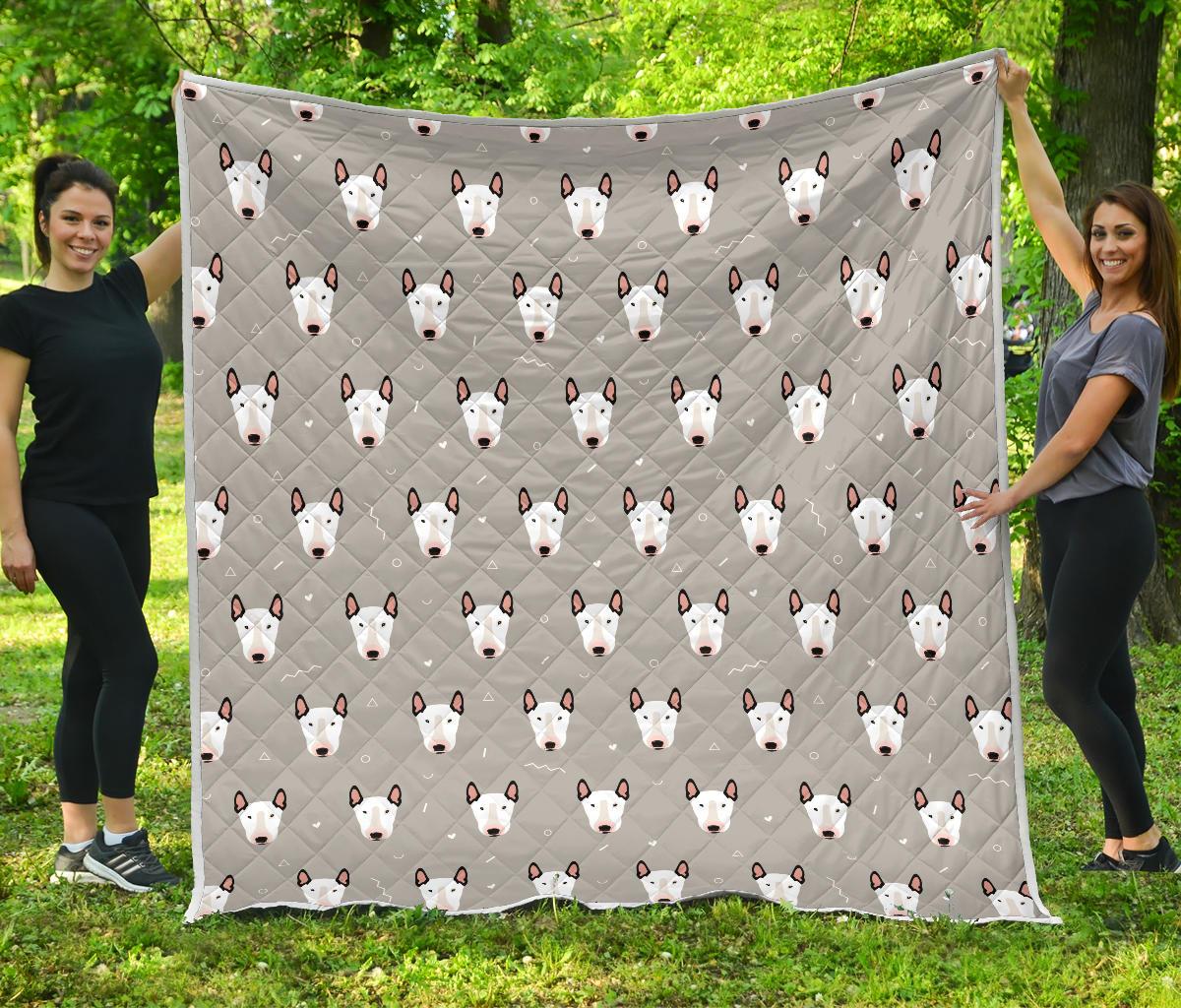Bull Terrier Head Print Pattern Premium Quilt-JTAMIGO.COM
