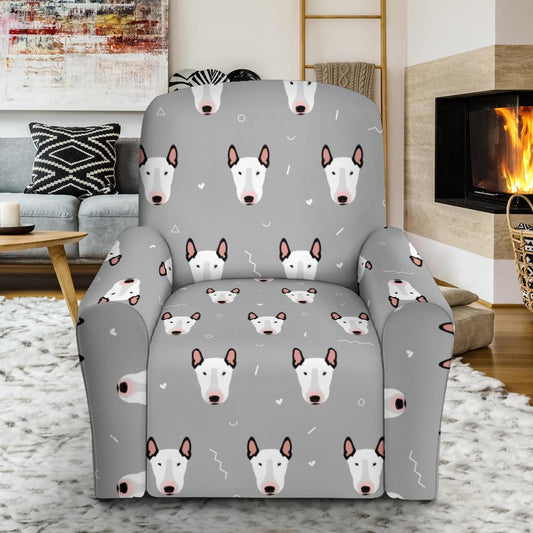 Bull Terrier Head Print Pattern Single Sofa Slipcover -JTAMIGO.COM