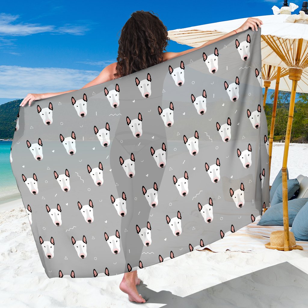 Bull Terrier Head Print Pattern Sarong Pareo Wrap