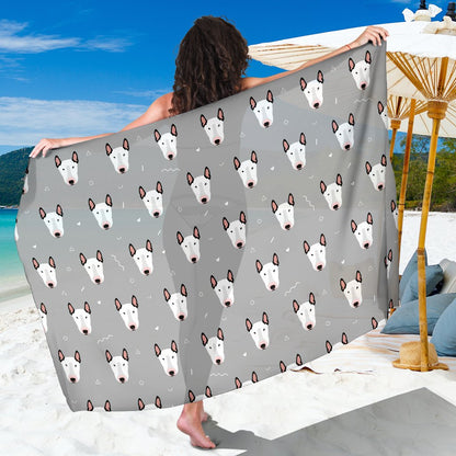 Bull Terrier Head Print Pattern Sarong Pareo Wrap