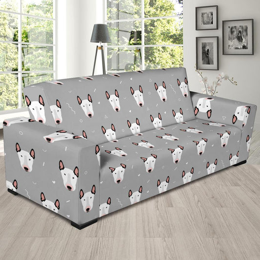 Bull Terrier Head Print Pattern Sofa Slipcover-JTAMIGO.COM