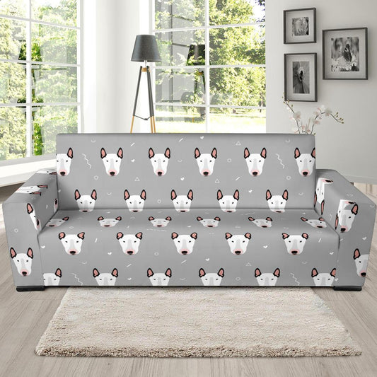 Bull Terrier Head Print Pattern Sofa Slipcover-JTAMIGO.COM