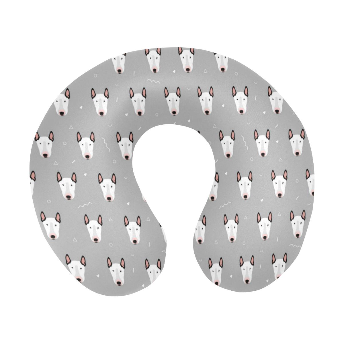 Bull Terrier Head Print Pattern U-Shaped Travel Neck Pillow-JTAMIGO.COM