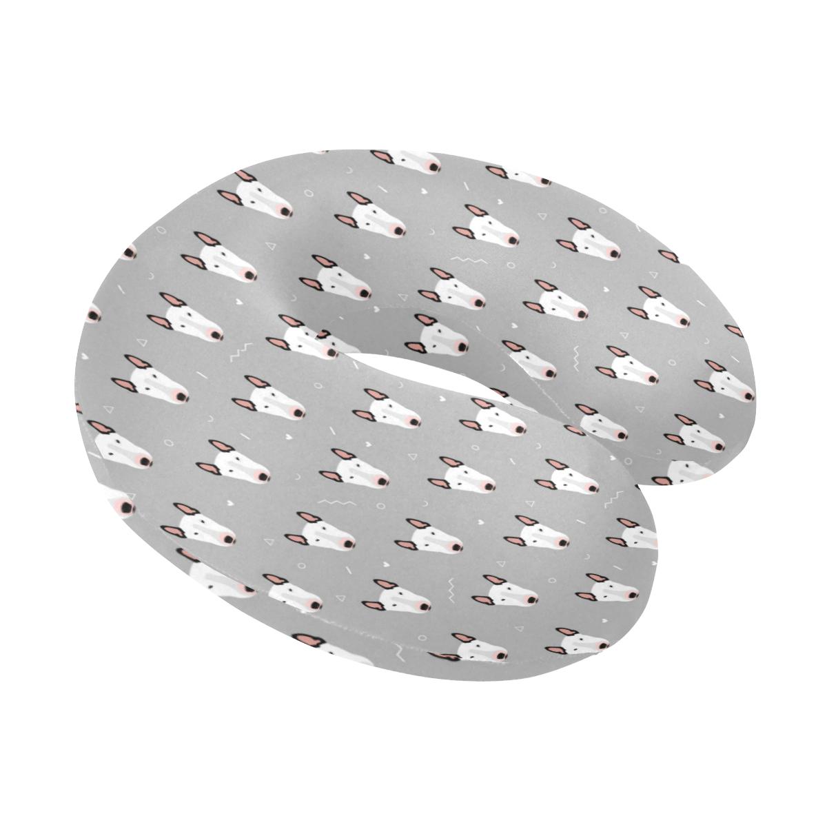 Bull Terrier Head Print Pattern U-Shaped Travel Neck Pillow-JTAMIGO.COM
