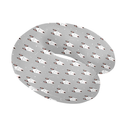 Bull Terrier Head Print Pattern U-Shaped Travel Neck Pillow-JTAMIGO.COM