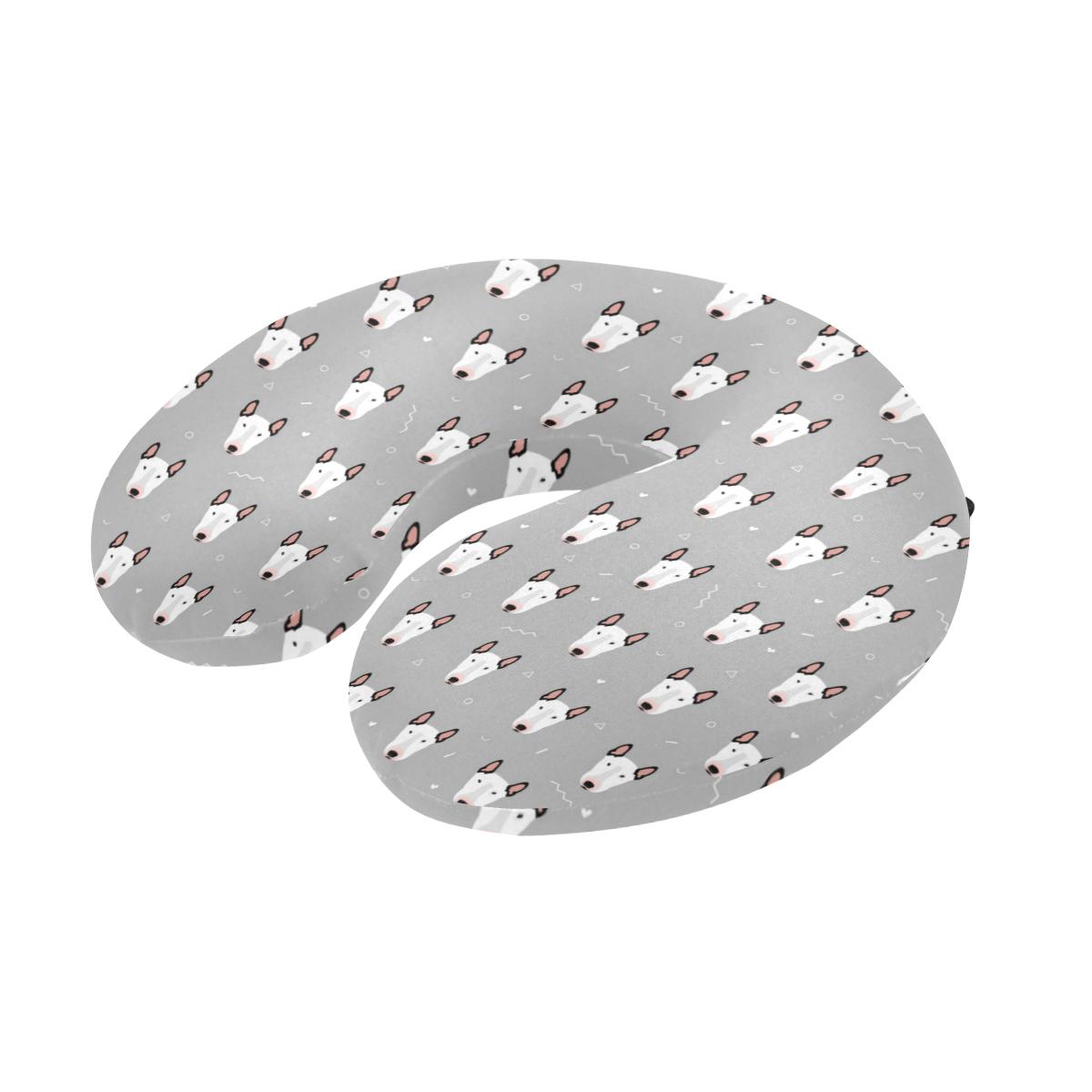Bull Terrier Head Print Pattern U-Shaped Travel Neck Pillow-JTAMIGO.COM