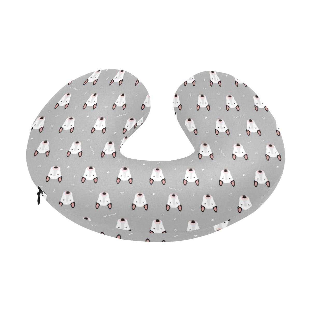 Bull Terrier Head Print Pattern U-Shaped Travel Neck Pillow-JTAMIGO.COM