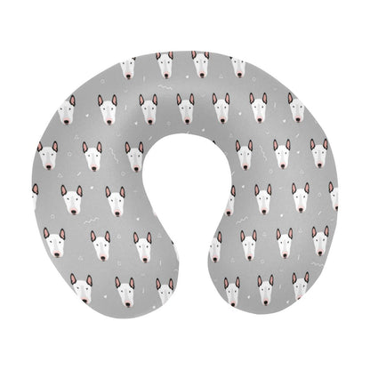 Bull Terrier Head Print Pattern U-Shaped Travel Neck Pillow-JTAMIGO.COM