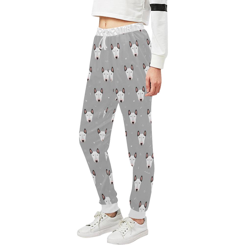 Bull Terrier Head Print Pattern Unisex Casual Sweatpants (Model L11)-JTAMIGO.COM
