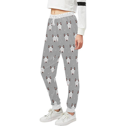 Bull Terrier Head Print Pattern Unisex Casual Sweatpants (Model L11)-JTAMIGO.COM