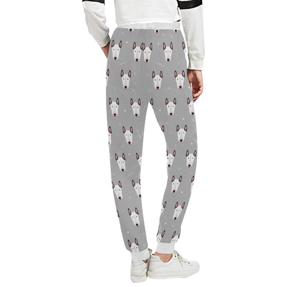 Bull Terrier Head Print Pattern Unisex Casual Sweatpants (Model L11)-JTAMIGO.COM