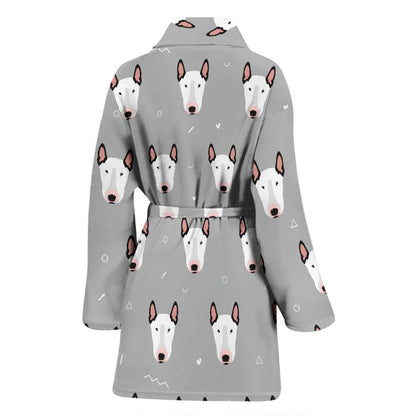Bull Terrier Head Print Pattern Women Bath Robe-JTAMIGO.COM