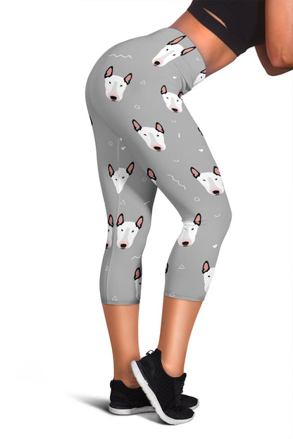 Bull Terrier Head Print Pattern Women Capris