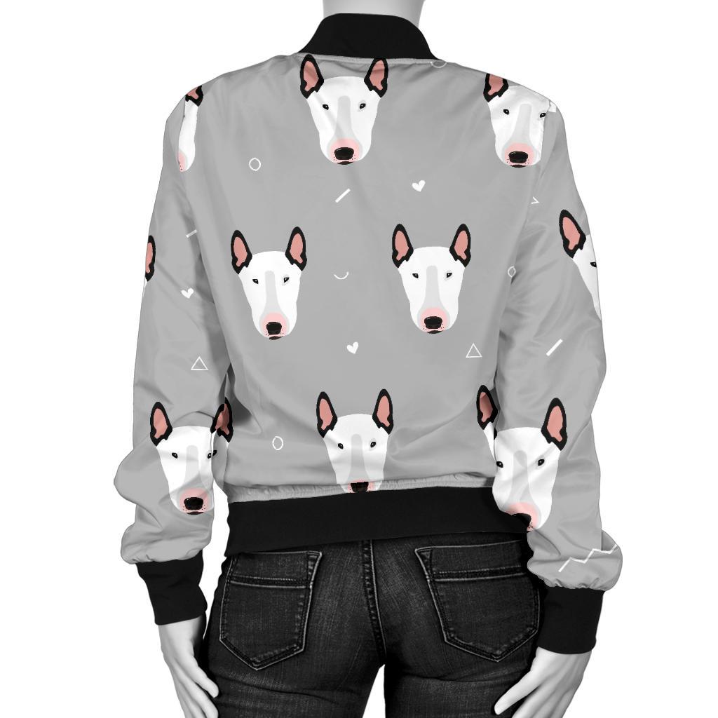 Bull Terrier Head Print Pattern Women Casual Bomber Jacket