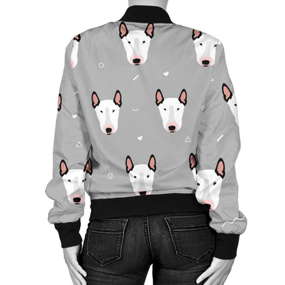 Bull Terrier Head Print Pattern Women Casual Bomber Jacket