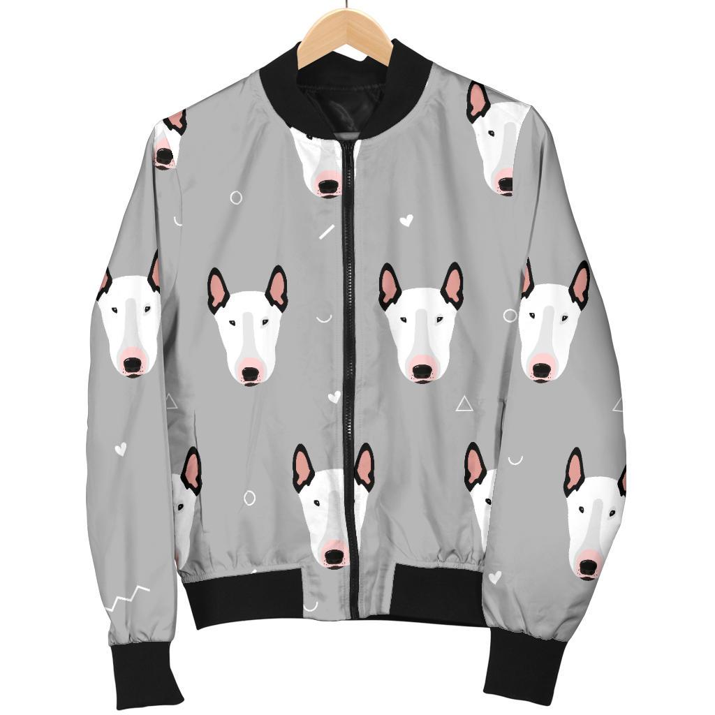 Bull Terrier Head Print Pattern Women Casual Bomber Jacket