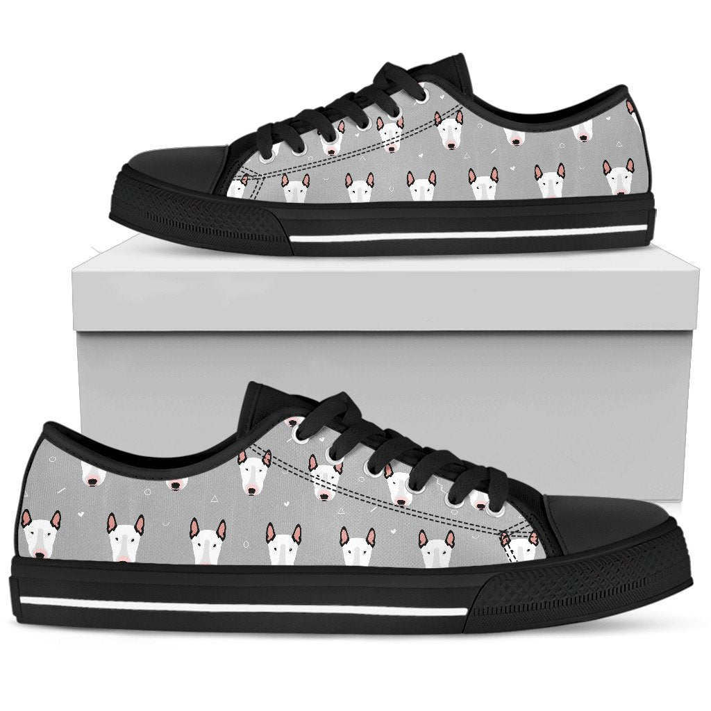 Bull Terrier Head Print Pattern Women Low Top Shoes