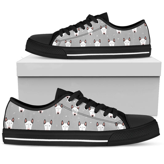 Bull Terrier Head Print Pattern Women Low Top Shoes
