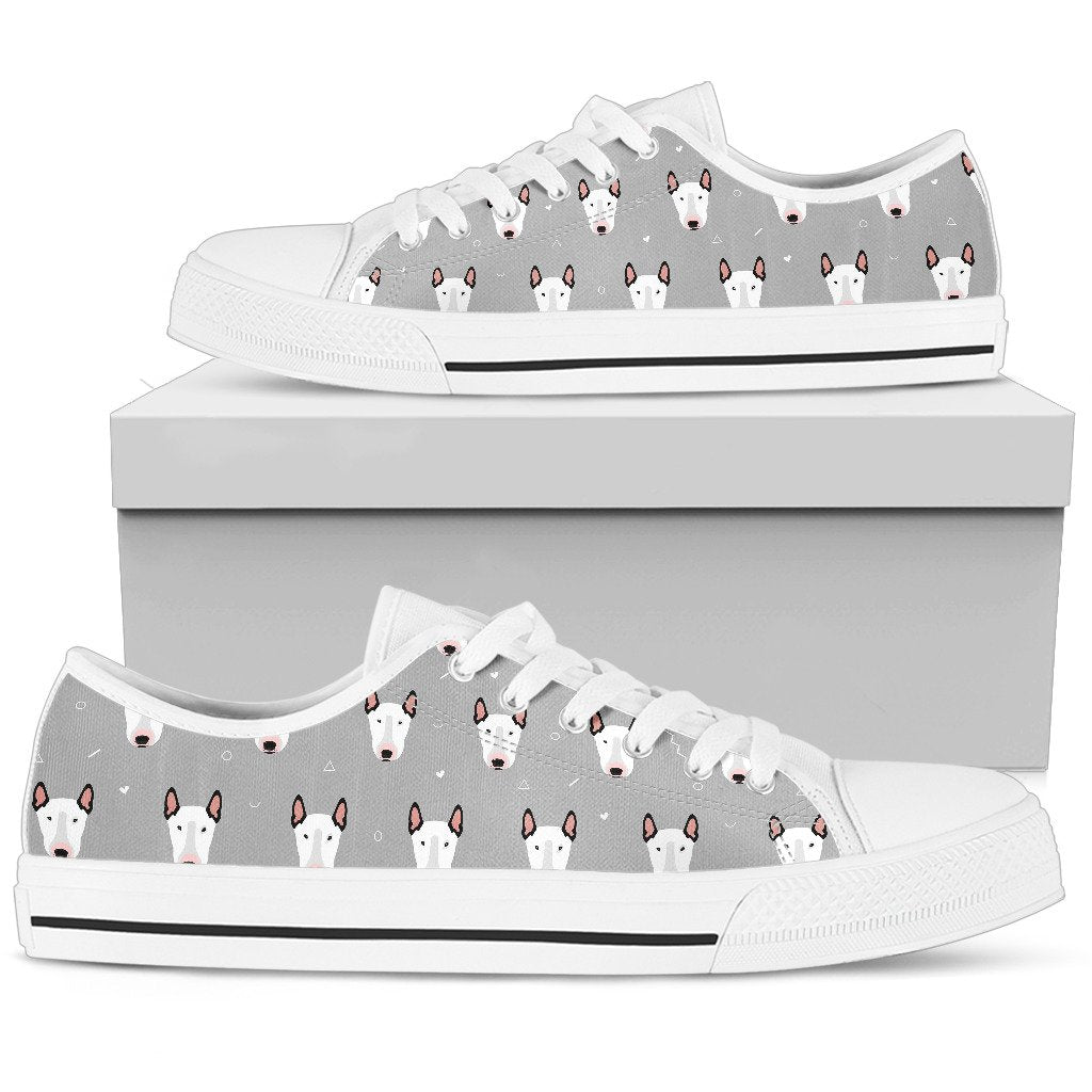 Bull Terrier Head Print Pattern Women Low Top Shoes