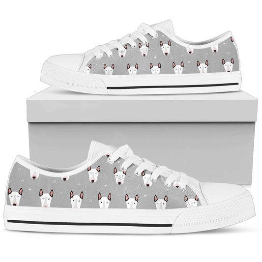 Bull Terrier Head Print Pattern Women Low Top Shoes
