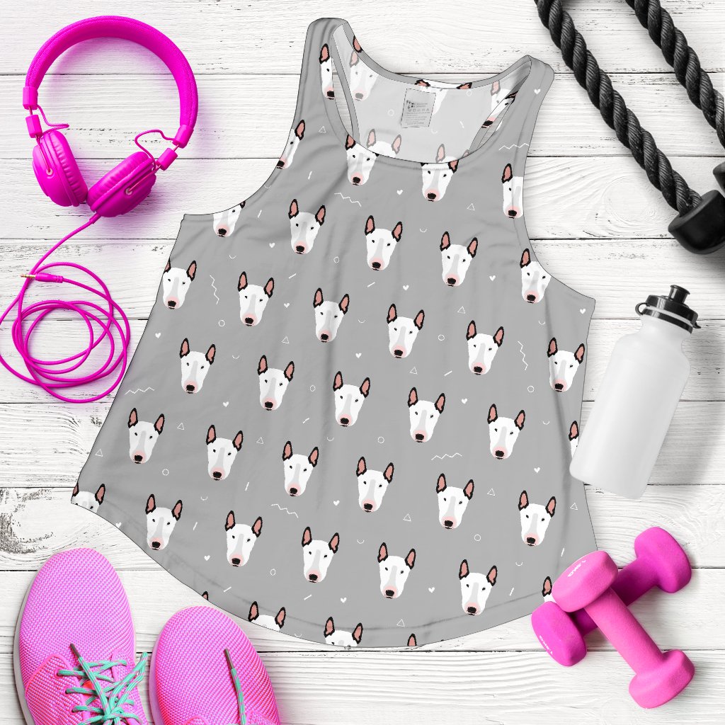 Bull Terrier Head Print Pattern Women Racerback Tank Top