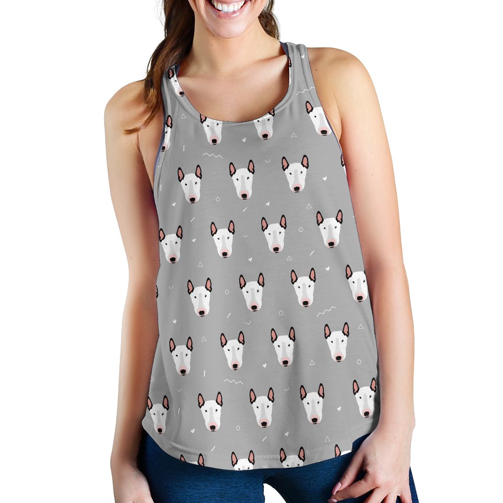 Bull Terrier Head Print Pattern Women Racerback Tank Top