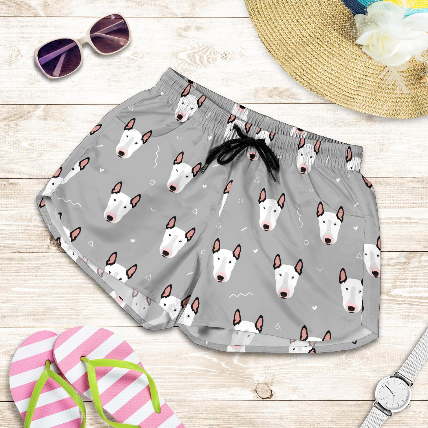 Bull Terrier Head Print Pattern Women Shorts-JTAMIGO.COM