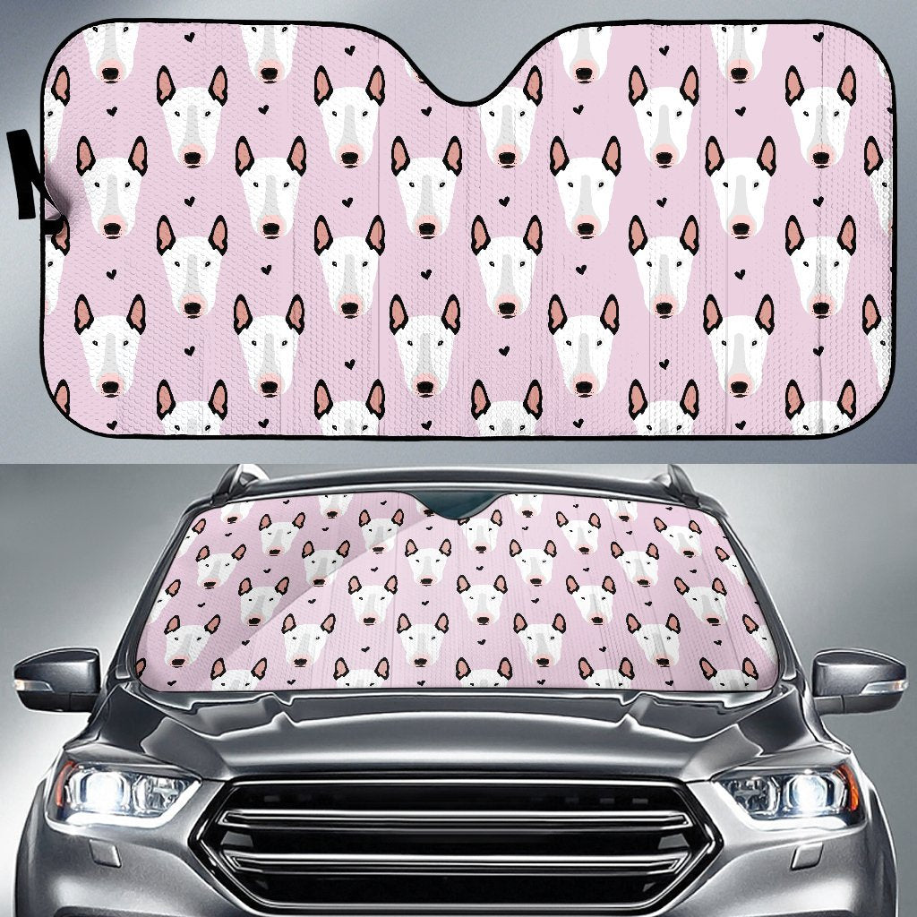 Bull Terrier Pink Print Pattern Car Sun Shade For Windshield