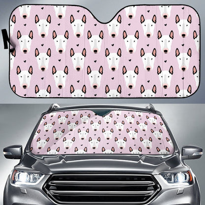 Bull Terrier Pink Print Pattern Car Sun Shade For Windshield