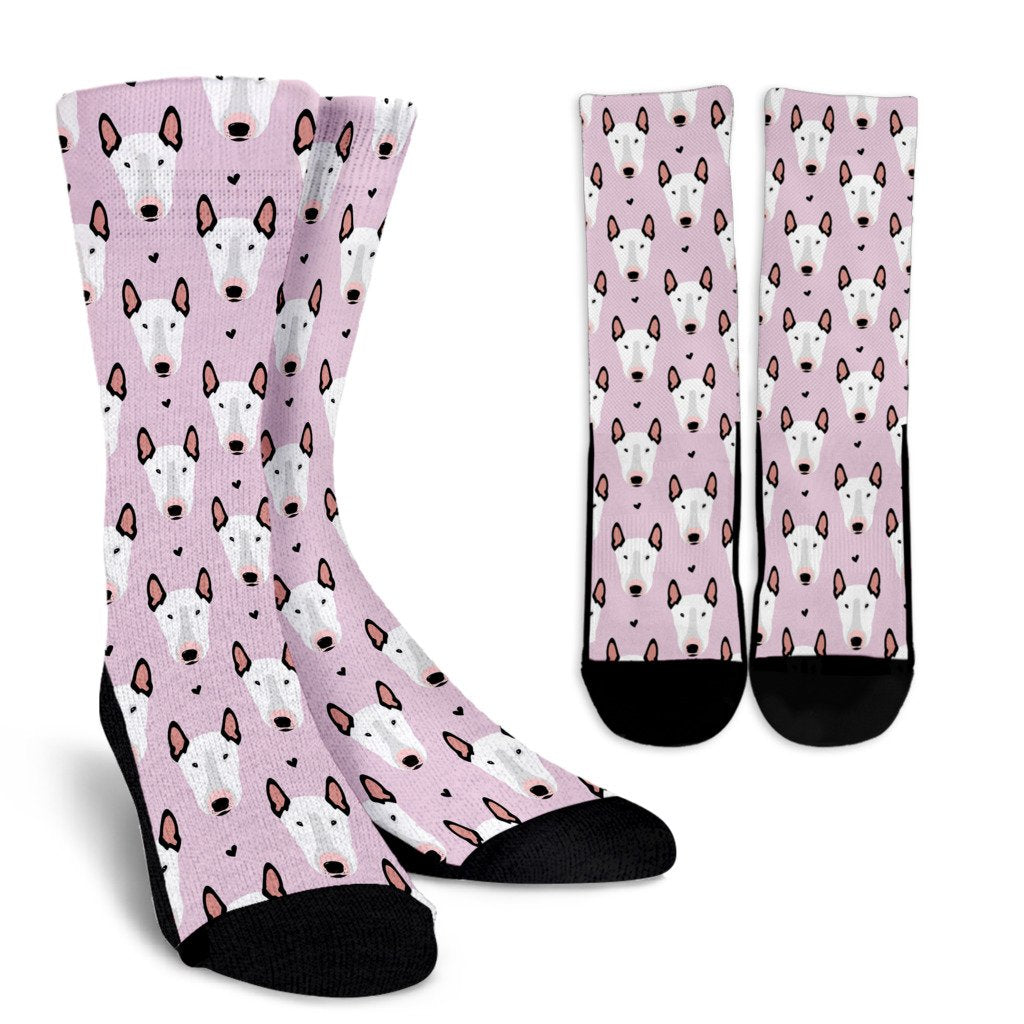 Bull Terrier Pink Print Pattern Crew Socks