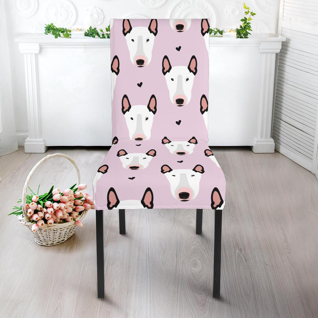 Bull Terrier Pink Print Pattern Dinning Chair Slipper-JTAMIGO.COM
