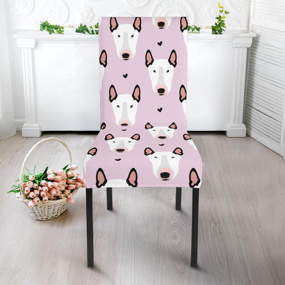 Bull Terrier Pink Print Pattern Dinning Chair Slipper-JTAMIGO.COM
