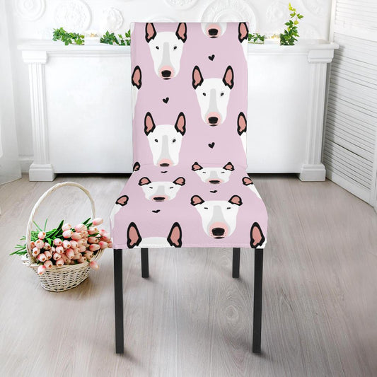 Bull Terrier Pink Print Pattern Dinning Chair Slipper-JTAMIGO.COM