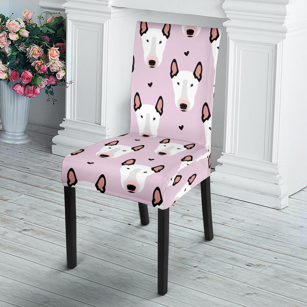 Bull Terrier Pink Print Pattern Dinning Chair Slipper-JTAMIGO.COM