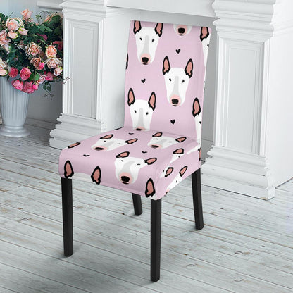 Bull Terrier Pink Print Pattern Dinning Chair Slipper-JTAMIGO.COM