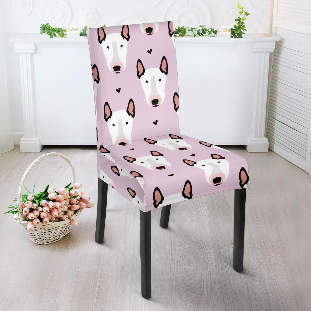 Bull Terrier Pink Print Pattern Dinning Chair Slipper-JTAMIGO.COM